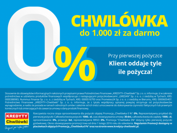 Pierwsza chwilówka gratis. Maluch w bonusie BIZNES, Finanse - Łączona promocja Pośrednictwa Finansowego "KREDYTY-Chwilówki" - "Klasyk do wzięcia" i chwilówka zero procent.