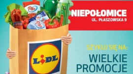 OTWARCIE PIERWSZEGO SKLEPU LIDL W NIEPOŁOMICACH BIZNES, Gospodarka - 27 października o godzinie 8:00 przy ul. Płaszowskiej 9 otwarty został pierwszy sklep sieci Lidl w Niepołomicach.