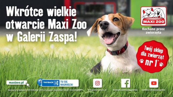 Maxi ZOO otworzy się w Galerii Zaspa Handel, BIZNES - Wiosną br. w Galerii Zaspa otworzy się nowy sklep zoologiczny ? Maxi Zoo. W lokalu dostępny będzie asortyment zarówno popularnych marek, jak również tworzących specjalistyczne produkty dla zwierząt. Maxi Zoo zajmie powierzchnię 360 mkw.