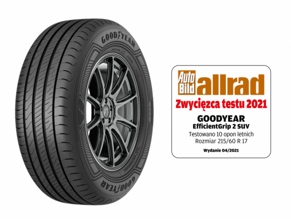 Goodyear EfficientGrip 2 SUV zwycięzcą testu magazynu Auto Bild allrad Motoryzacja, BIZNES - Opona Goodyear EfficientGrip 2 SUV otrzymała najwyższe noty po wyczerpującym teście przeprowadzonym przez jeden z czołowych niemieckich magazynów motoryzacyjnych Auto Bild allrad.